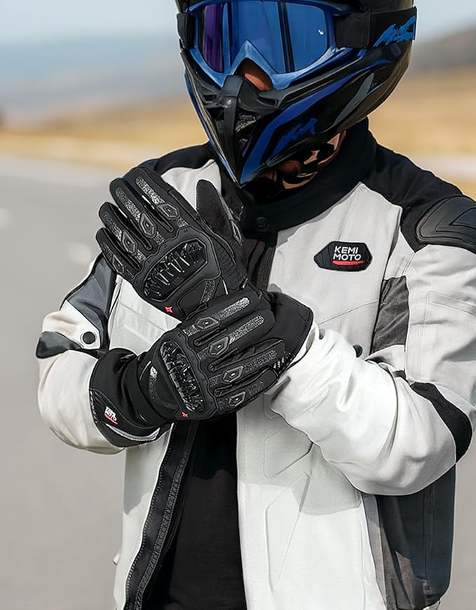 KEMIMOTO Winter Motorcycle Gloves, Rainproof Riding Warm Gloves with Touchscreen for Motorcycle Riding, ATV, UTV, Snowmobile Black XL