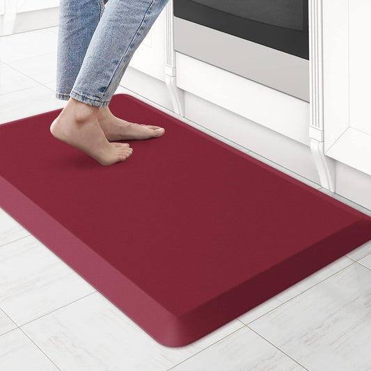 KitchenClouds Kitchen Mat Cushioned Anti Fatigue Kitchen Rug 0.8inch Waterproof Non Slip Kitchen Rugs and Mats Standing Desk Mat Comfort Floor Mats for Kitchen Sink Office (17.3"x28", Red)