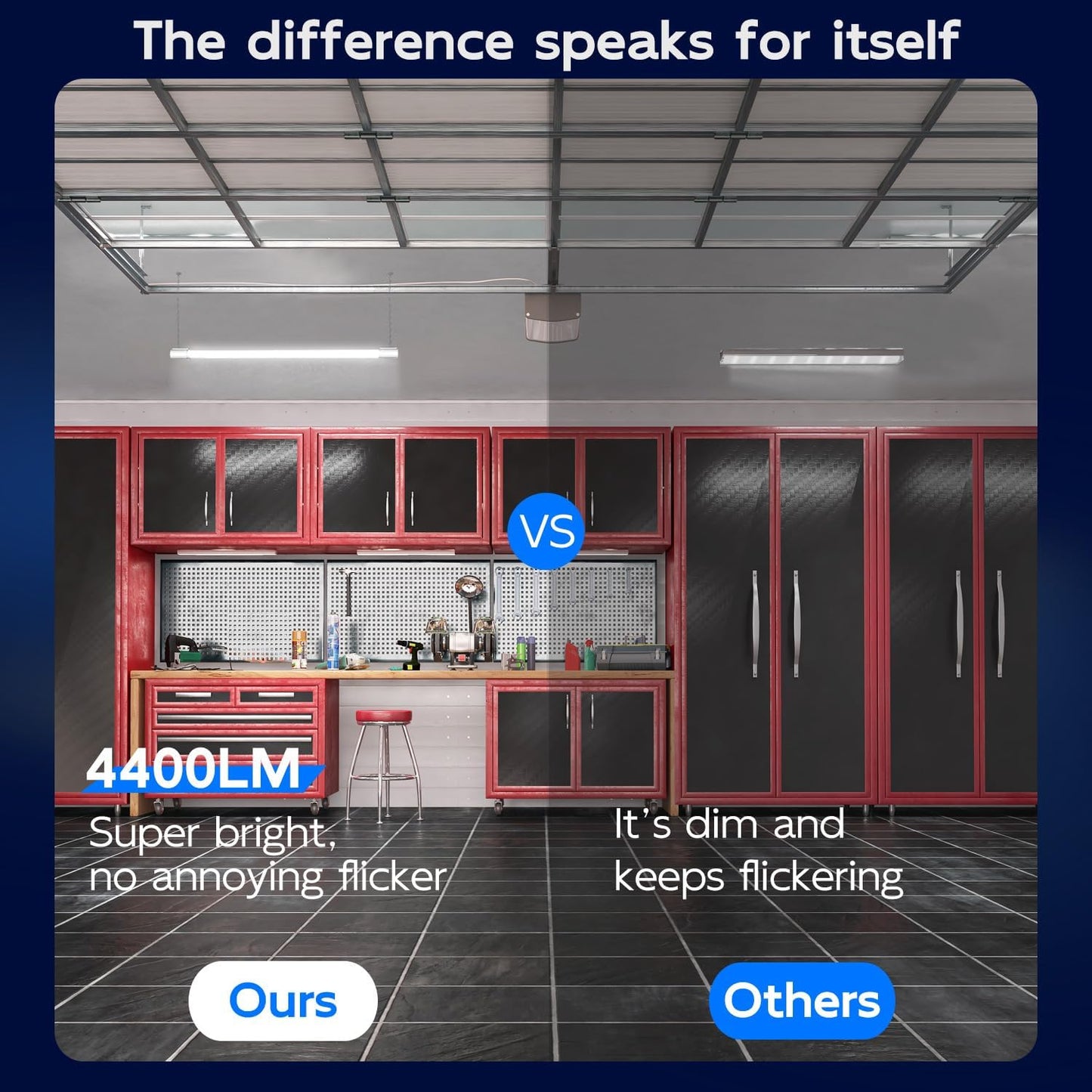 hykolity 10 Pack 4FT Linkable LED Utility Light Fixture, 4400lm, 42W, 5000K Daylight for Workshop, Garage, Hanging or Surface Mount, with Power Cord, ETL