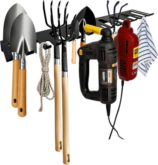 22‘’/25‘’/31‘’Black Wall-Mounted Tool Storage Rack, Suitable for Outdoor Garden, Space-Saving, Strong Storage Capacity.Barbell Wall Rack.Weight Capacity: 300 LB.-350LB