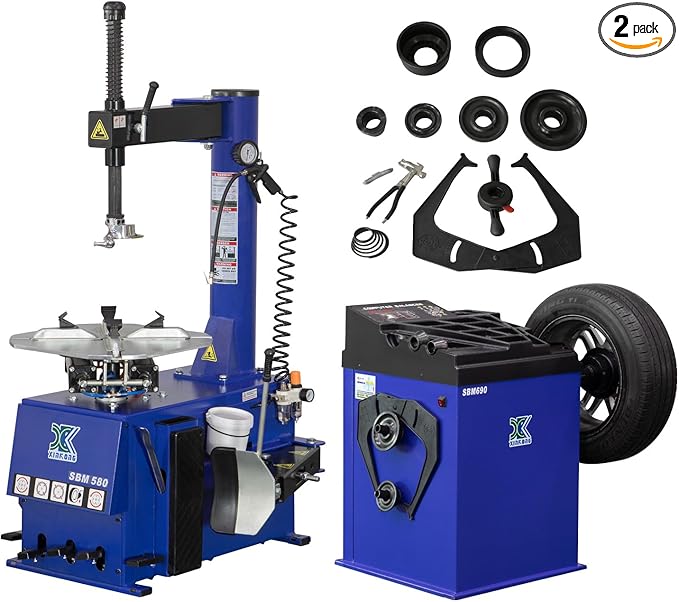 XK-New 2.0 Horsepower Tire Changer Wheel Changers Machine Combo Balancer Rim Clamp 580-690 with 36 Month Part Replacements