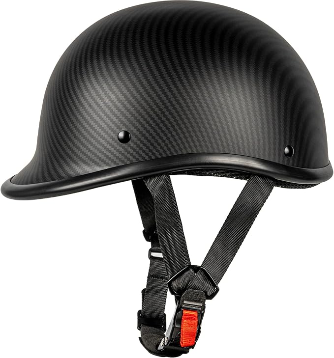 Half Helmet Polo Cap Half Shell Open Face Motorcycle Helmet - DOT Approved(Carbon Fiber,Small)