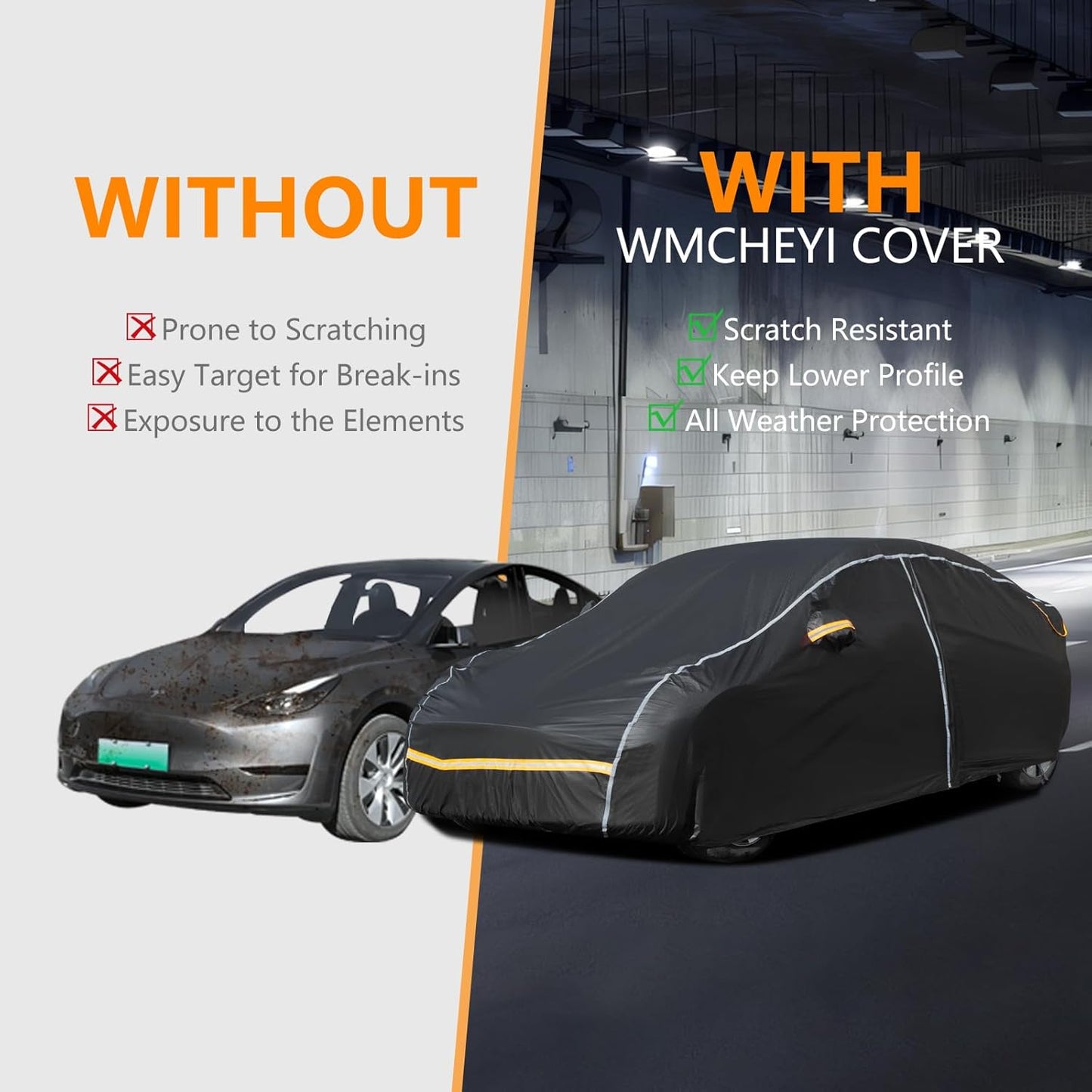 Car Cover Waterproof All Weather,6 Layers Car Covers for Automobiles, Full Exterior Cover with Zipper, Outdoor SUV Car Cover Sun UV Rain Snow Wind Protection, Fit for 185"(185*75*68 inch)SUV