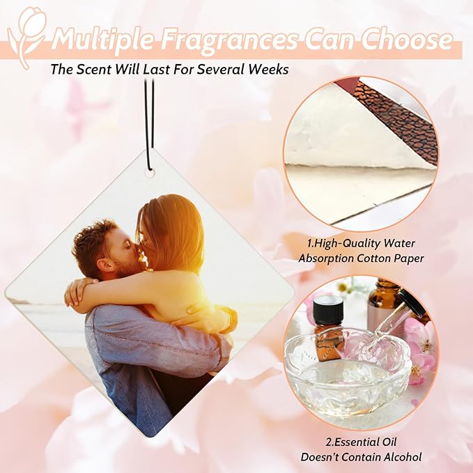 Custom Car Air Freshener with Picture Text - Personalized Car Air Freshener with Multiple Fragrances for Valentine's Day Birthday Gift Hanging Ornaments