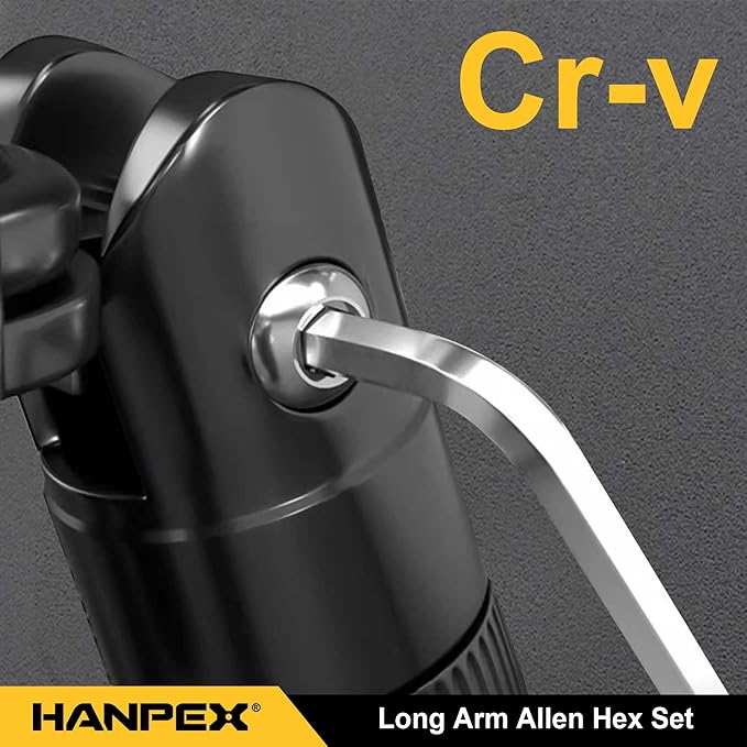 Long Arm Hex Key Allen Wrench Set with Ball End, Ball-End Hex Key Metric/Imperial, Allen Wrench Chrome Vanadium Steel(Cr-V), Tamperproof TORX L- Key Set (18-Piece)