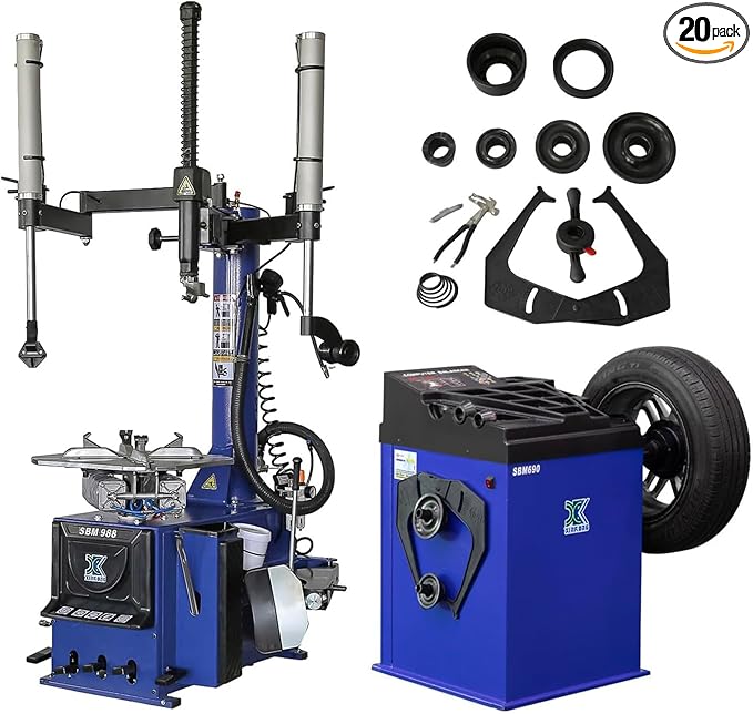 XK New Model 988 Tire Changer Tire Machine Wheel Changers Combo 690 Balancer Rim Clamp with 36 Month Part Replacements 110V