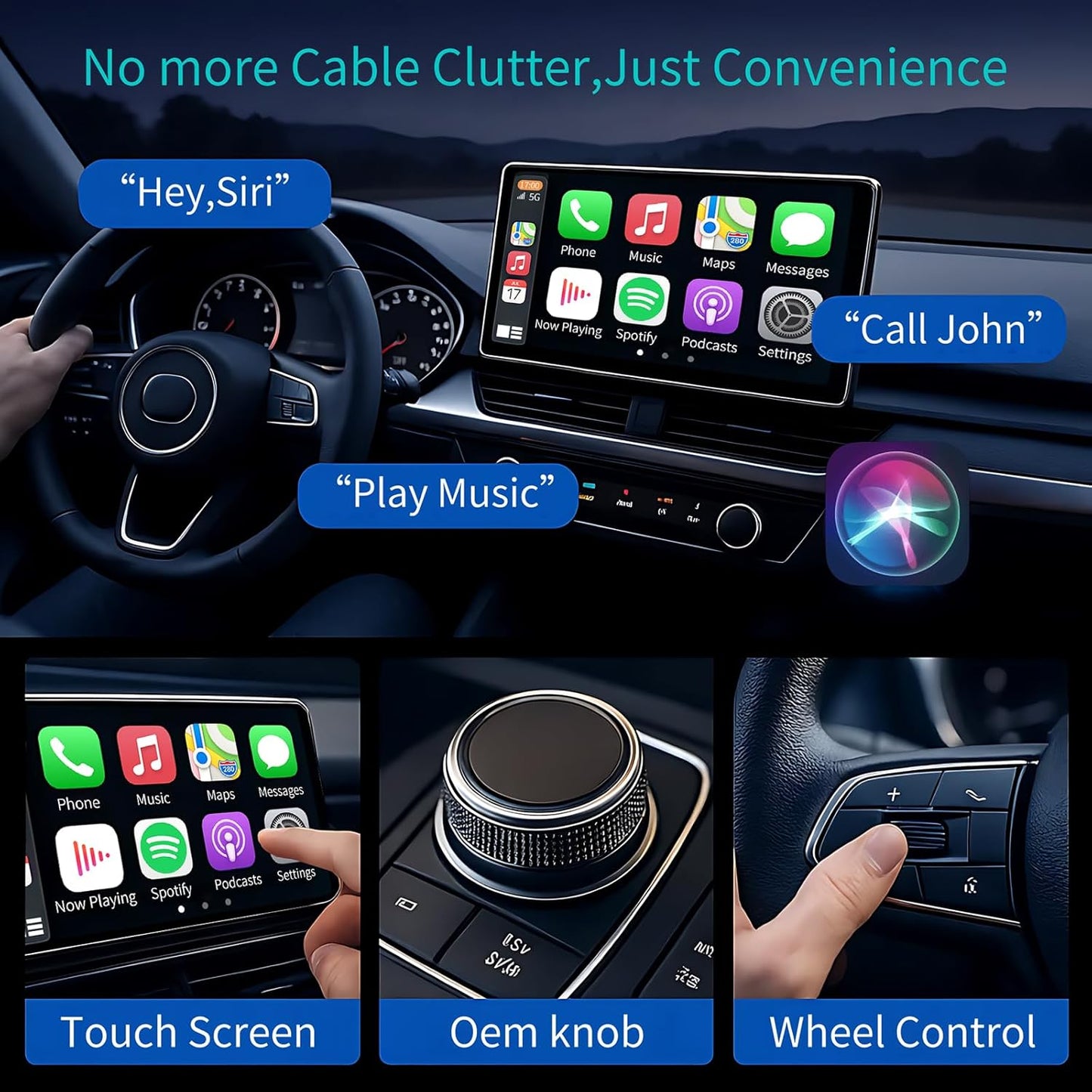 Wireless CarPlay Adapter for iPhone - Convert Wired to Wireless Apple CarPlay Adapter, Plug & Play, No Delay,Mini Size with Extension Cable USB-C Compatible with Built-in CarPlay & iOS 10+