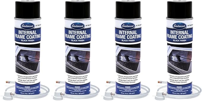 Eastwood Internal Frame Coating Aerosol | Internal chassiss Frame Rust Remover | Rust Converter and Prevention Aerosol Spray Undercoating for Vehicles |14 Oz, Black Pack of 4