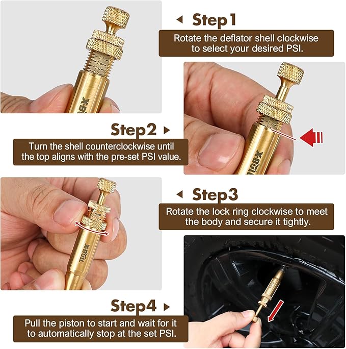 X-BULL New Automatic Tire Deflator,Adjustable Offroad Accessries,4pcs Auto-Stop Tire Air Down Tool Kit for 4 * 4 Vehicles