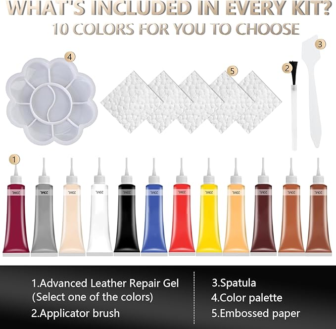 2025 New Advanced Leather Repair Gel, Upgrade Leather Repair Kit for Car Seat Vinyl Repair Kit, Professional Leather Repair Coloured Cream Gel, Multifunctional Couch and Jacket Repair Kit (Yellow)