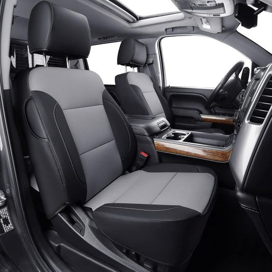 LUCKYMAN CLUB Custom Fit Seat Covers for 2014-2018 Chevy Silverado Sierra 1500 Crew Cab, 2015-2019 Silverado Sierra 2500 3500 Crew Cab (Black&Gray)