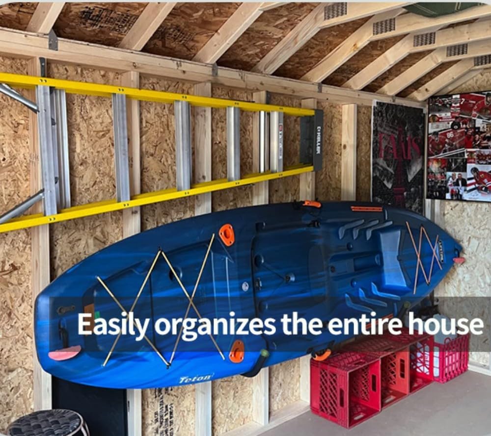 Garage Storage Heavy Duty Hooks, 15Inch Jumbo Arm Kayak Rack, Heavy Duty Wall Hooks for Canoe, Ladder, Bicycle, Folding Chairs, Surfboard, Snowboard, Hose and Tools (6 Pack)