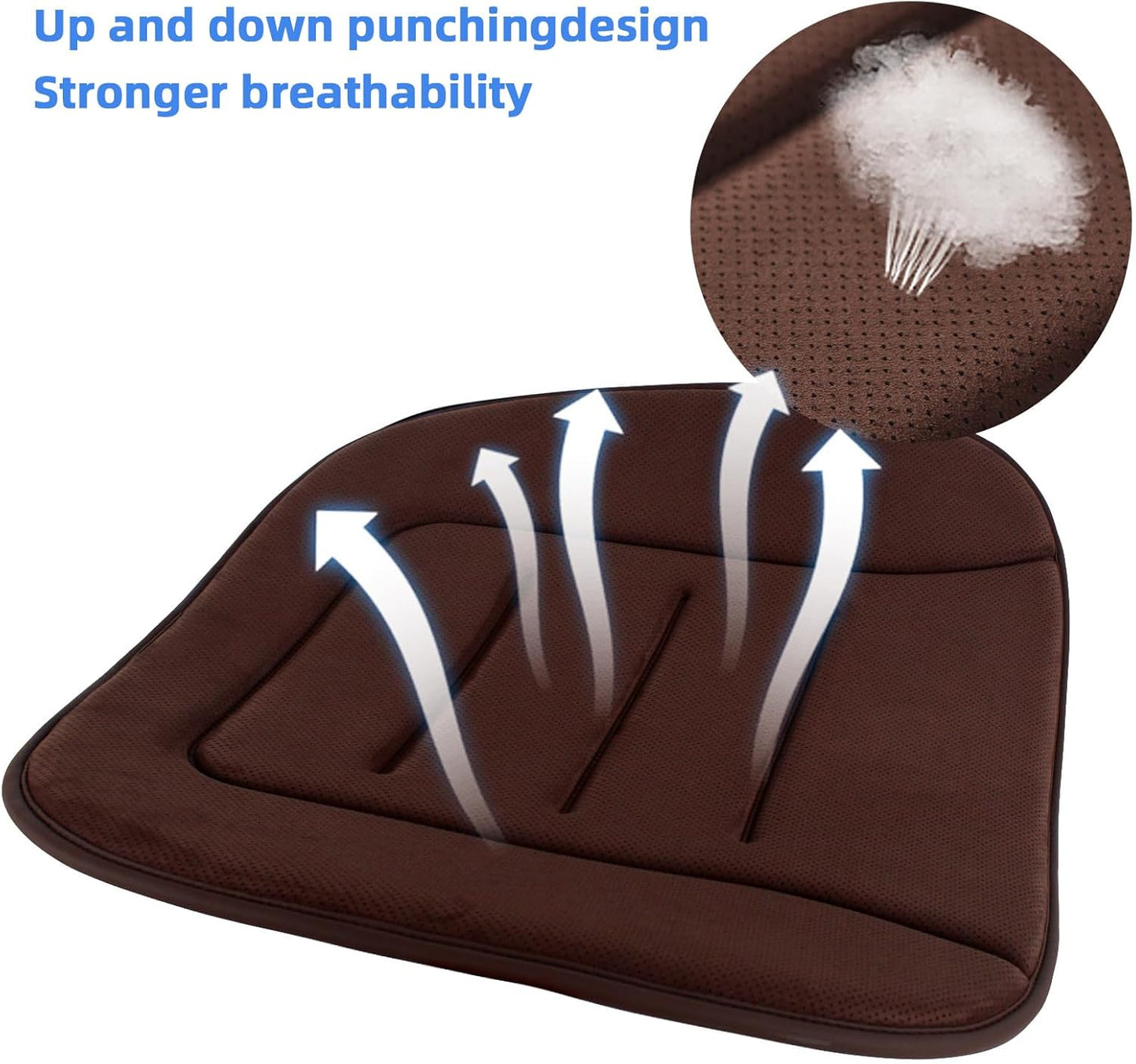 KAYI Car Seat Cushion, Memory Foam Car Seat Cushion, Anti Slip Rubber Bottom Car Seat Cushions for Driving, Suitable for Car and Office Chairs (2 Pack, Brown)