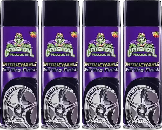 Untouchable TireShine Spray Spray 4PK – Long-Lasting Wet Tire Finish for Deep Gloss & Protection – Waterproof, No-Sling Formula, Easy Application Tire Shine & Cleaner (52 oz Total)