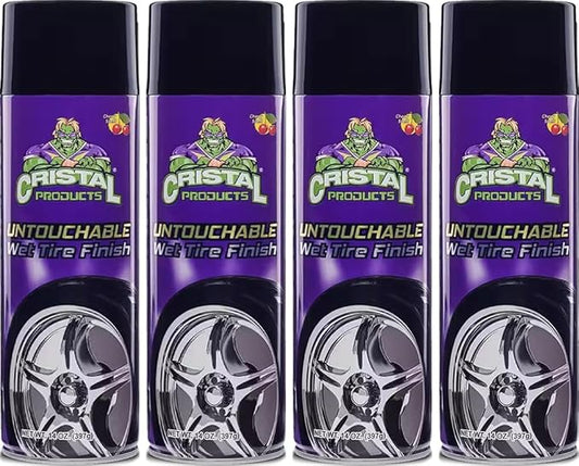 Untouchable TireShine Spray Spray 4PK – Long-Lasting Wet Tire Finish for Deep Gloss & Protection – Waterproof, No-Sling Formula, Easy Application Tire Shine & Cleaner (52 oz Total)