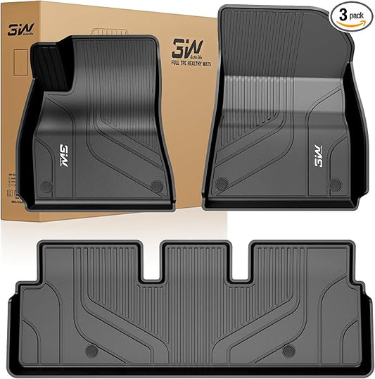 3W Floor Mats Fit for 2021-2023 Tesla Model 3, TPE All Weather Custom Fit Floor Liner 1st and 2nd Row Full Set Car Liners, Black