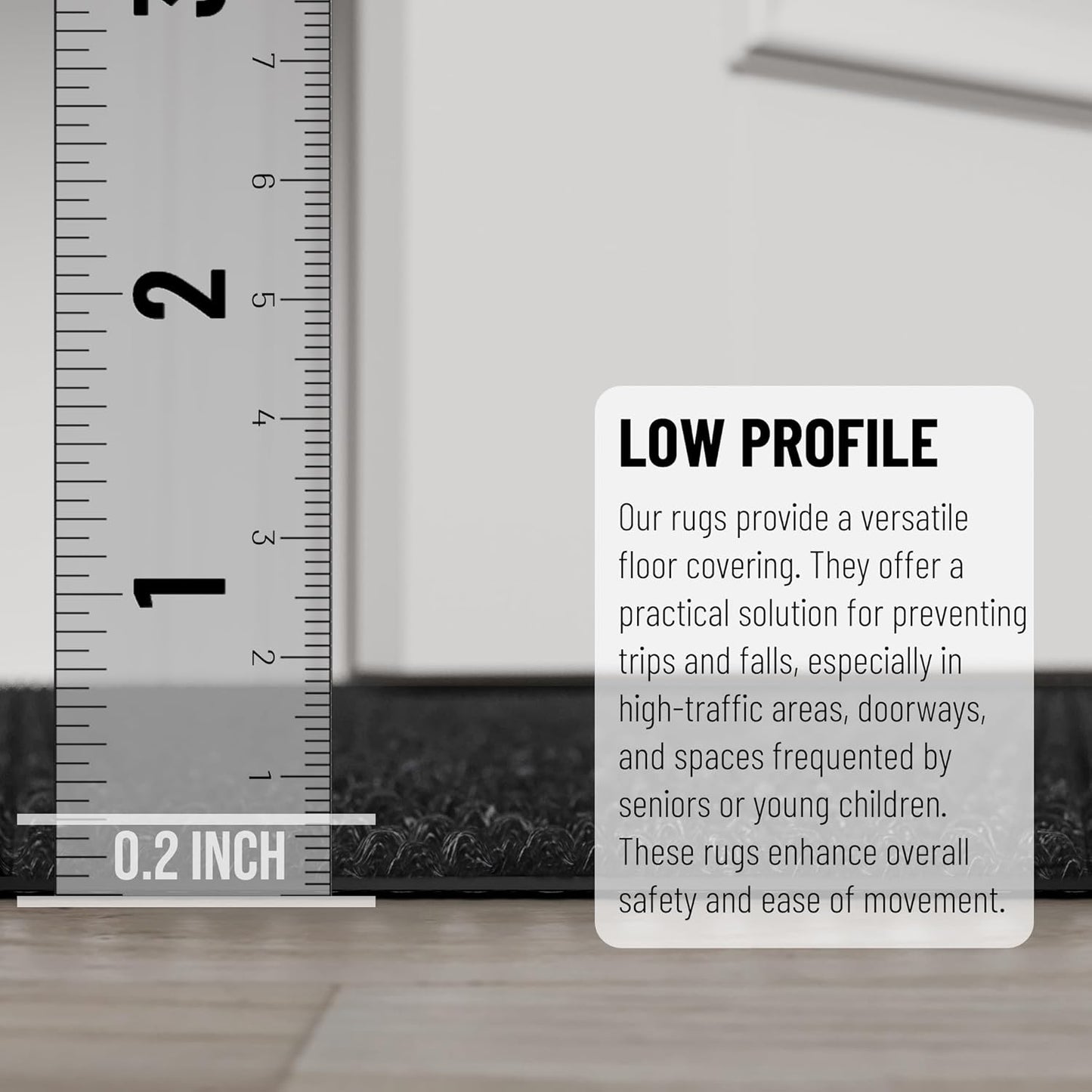 Ottomanson 2' x 26' Hallway Runner with Scraper Pile Extra Durable Non-Slip Rug Mat for Indoor & Outdoor Use - Ideal for Kitchen, Entryway, Patio & Garage - High-Traffic Carpet, Black