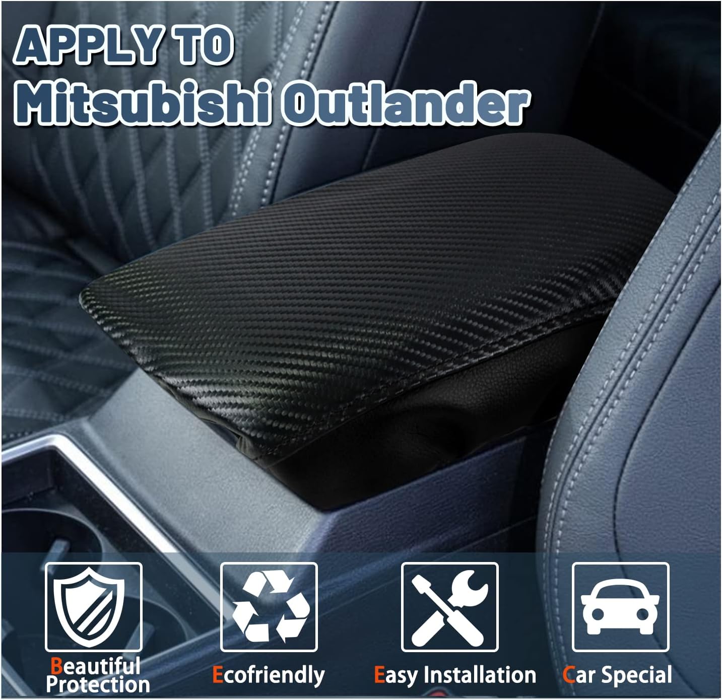 Ruiya Armrest Cover for Mitsubishi Outlander 2022+ Armrest Cushion Mitsubishi Outlander 2022-2024 Accessories Center Console Cover Compatible with 2022 2023 2024 Mitsubishi Outlander
