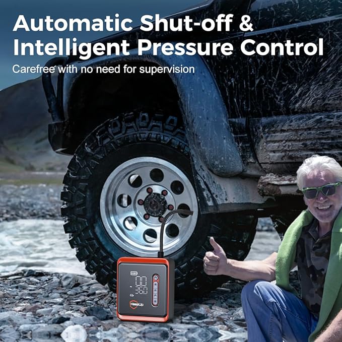 Tire Inflator Portable Air Compressor,3X Faster Portable Tire Tump with 10000mAh Battery, 150PSI Cordless Air Pump for Cars, Bikes, Motorcycles, and Sports Balls