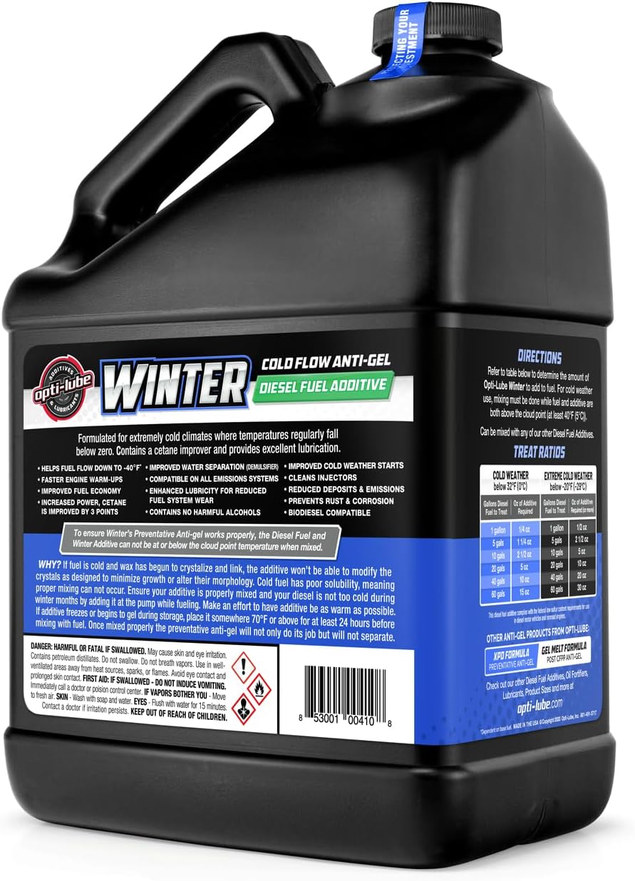 Opti-Lube Winter Formula Anti-Gel Diesel Fuel Additive: Gallon (1 Gallon (Treats 512 Gallons))