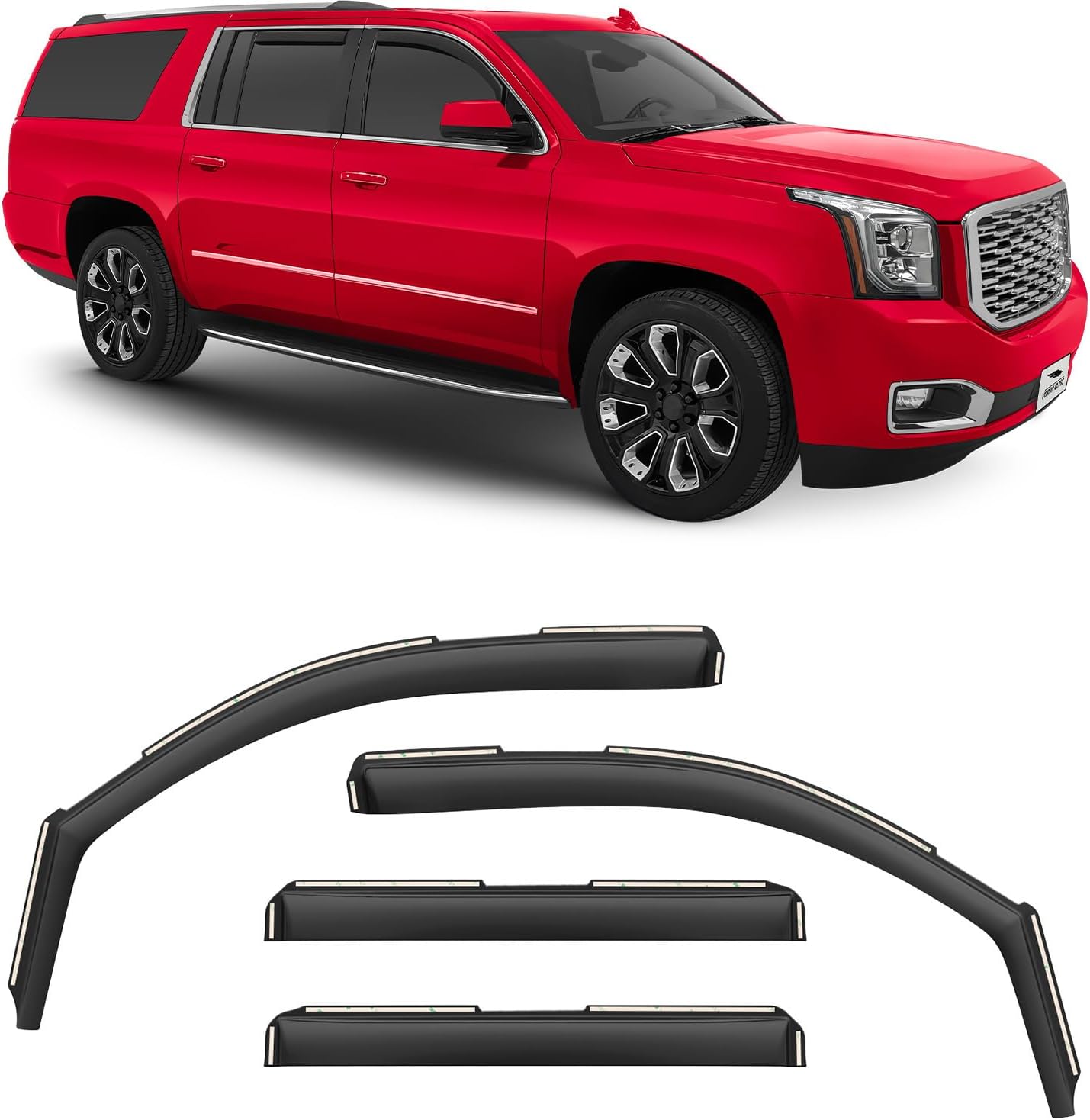 Voron Glass in-Channel Extra Durable Rain Guards for GMC Yukon XL 2015-2020, Window Deflectors, Vent Window Visors, 4 Pieces - 200609