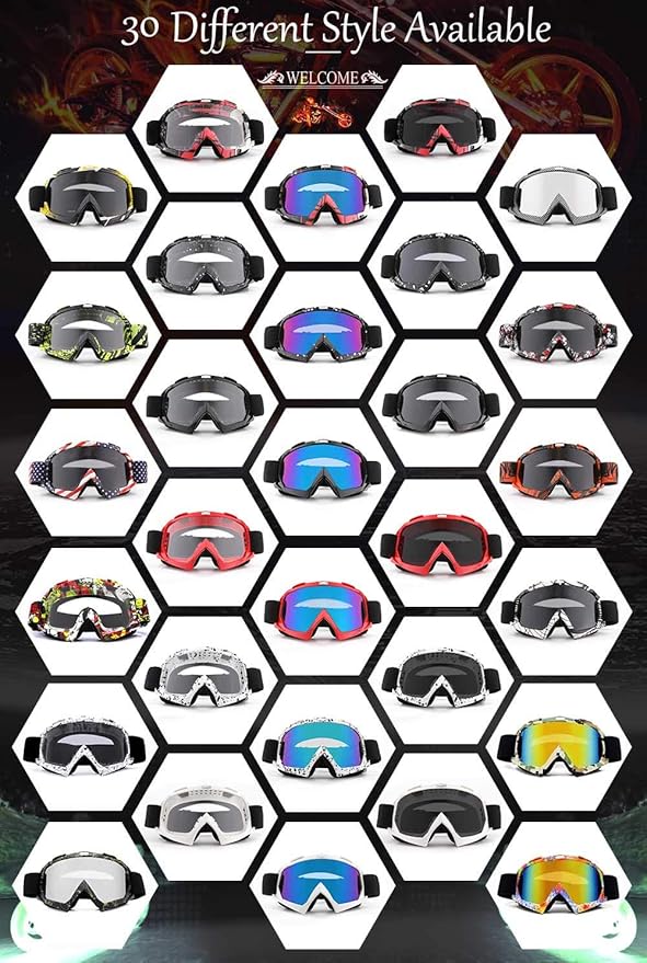 SPOSUNE Dirt Bike ATV Goggles UV400 Motorcycle Goggles for Men Women Youth Motocross Riding Goggles Windproof Dustproof