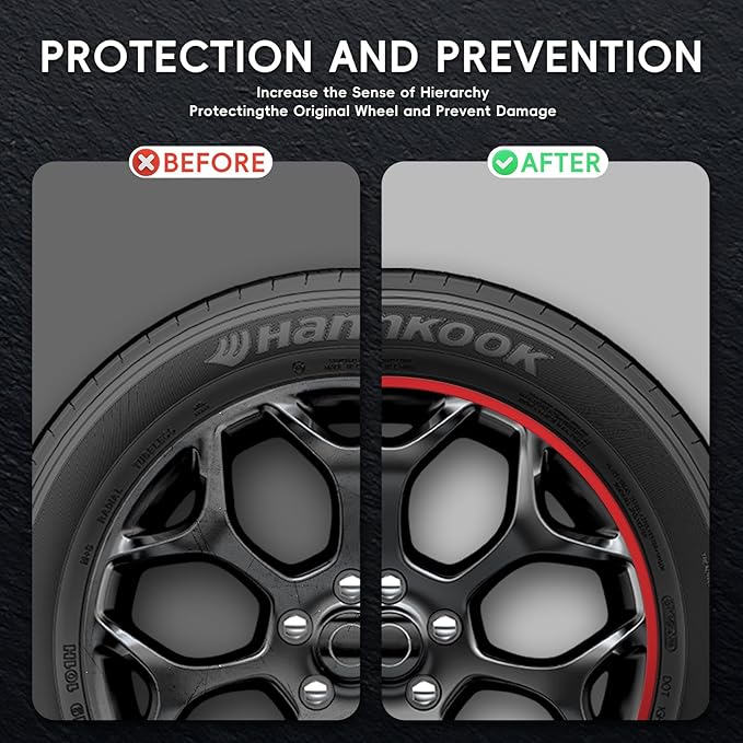 Rim Protector, 22" Wheel Protection Ring, Wheel Rim Protector with Aluminium Alloy Material, Strips for Curb Rash Prevention, Wheel Accessories for All Cars, Trucks, SUVs and Tesla All Models, 4PCS