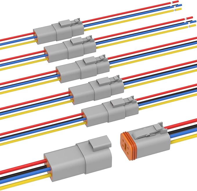 Newdeli Deutsch 4 Pin Connector Kit Waterproof Electrical Connector 16 AWG Male and Female Automotive Wire Connectors for Car Truck Boat, Dt Connector 6 Sets