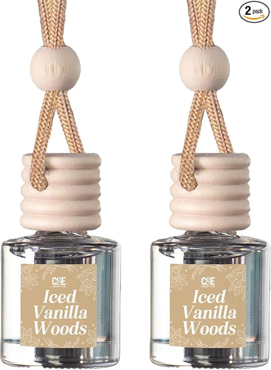 CANDECraftCo Car Air Hanging Fragrance Oil, Car Auto Freshener for Essential Oils, Scents Fragrance Aromatherapy Automobile Diffuser, Long Lasting (Iced Vanilla Woods)