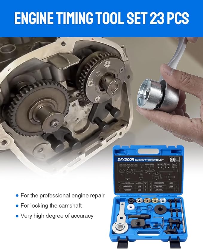 DAYDOOR Camshaft Crankshaft Engine Timing Tool Kit with Storage Case Compatible with Audi VW VAG 2006-2018 EA888 1.8 2.0 TSI TFSI T10355 T10060A T10352 T10368 T40011 T40196 T40268-23 PCS