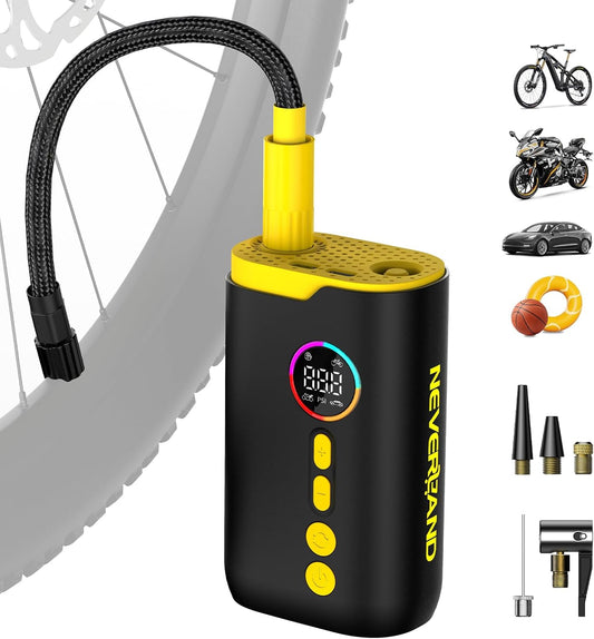 NEVERLAND Tire Inflator Portable Air Compressor - 150 PSI Electric Air Pump for Car Tires with Auto Shut, Cordless Tire Air pPump for Bicycle, Motorcycle, Bike Tire Pump with Gauge