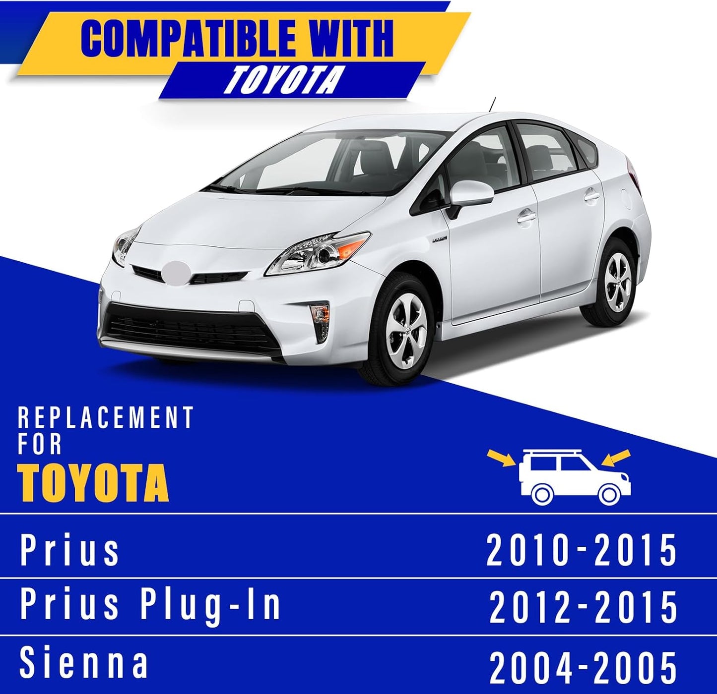 3 wipers Replacement for 2010-2015 Toyota prius/2012-2015 Toyota Prius Plug-In/2004-2005 Toyota sienna, Windshield Wiper Blades Original Equipment Replacement - 26"/19"/16" (Set of 3) U/J HOOK