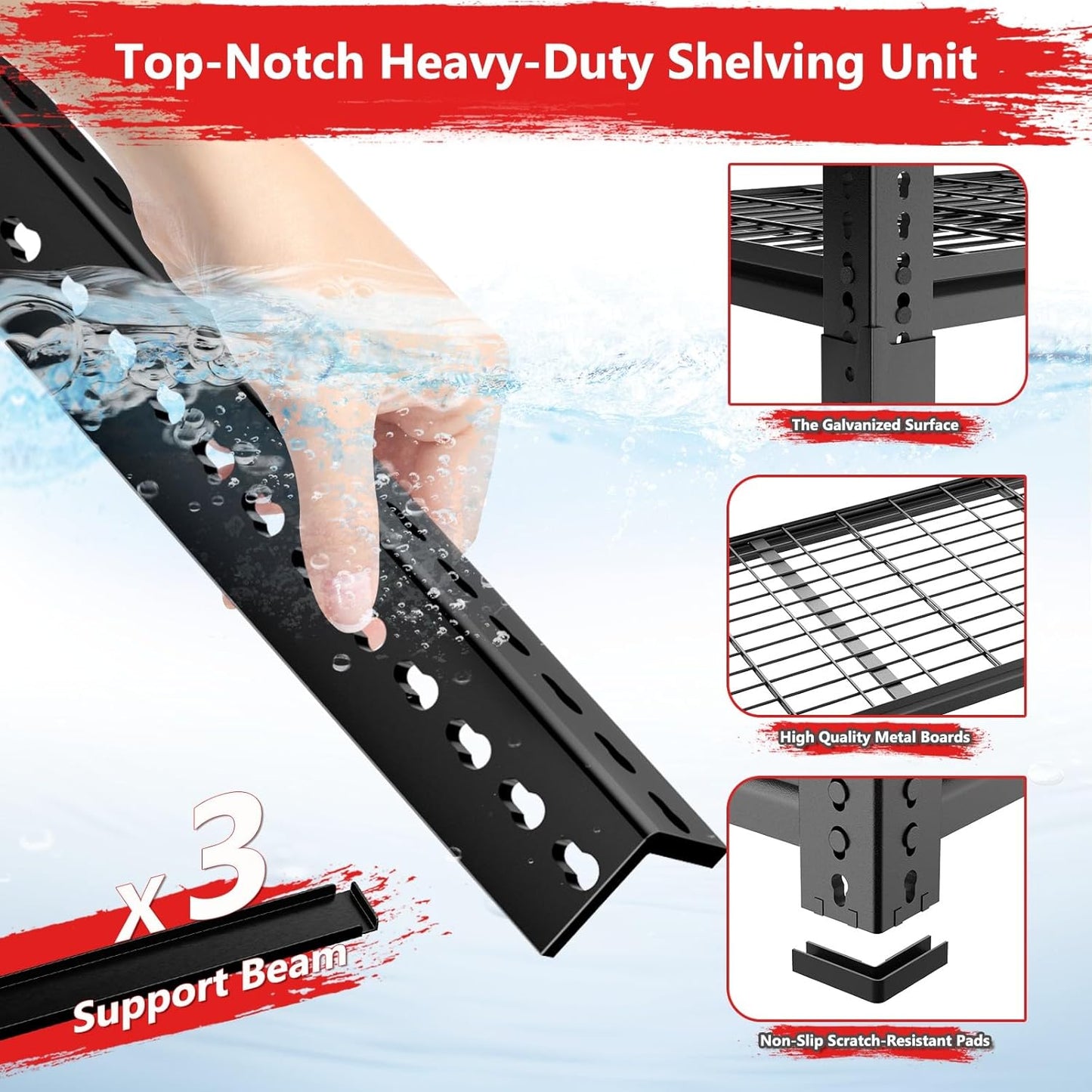 Storage Shelves, Garage Shelving Heavy Duty 3300 LBS Capacity, 60" L x 24" W x 78" H Adjustable Metal Shelving Organizer Wire Rack, 5 Tier Utility Shelf Unit for Pantry Closet Warehouse Organization