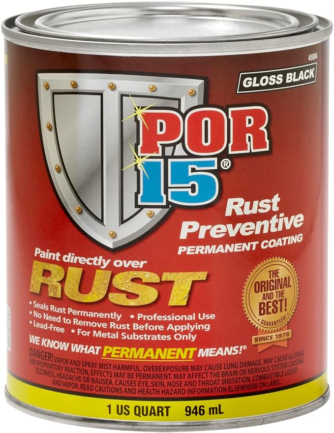 POR-15 Rust Preventive Coating, Stop Rust and Corrosion Permanently, Anti-rust, Non-porous Protective Barrier, 32 Fluid Ounces, Gloss Black