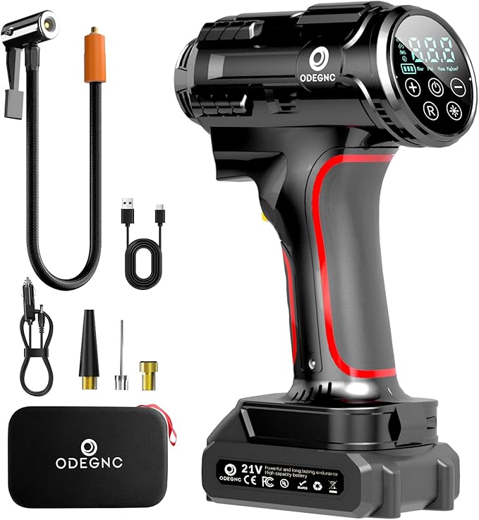 Cordless Air Compressor 160PSI Portable Tire Inflator with 10000mAh Battery & Dual Power System - 2X Faster (35L/min) Auto Shut Off Digital Gauge for Car SUV Truck RV - Black