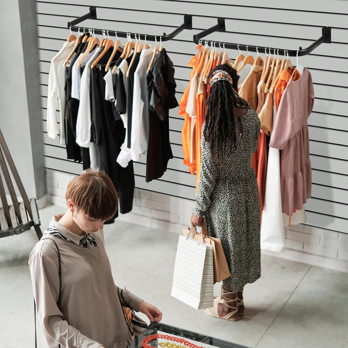 Polmart Slatwall Steel U-Shape Hanger Rail, 4-Pack