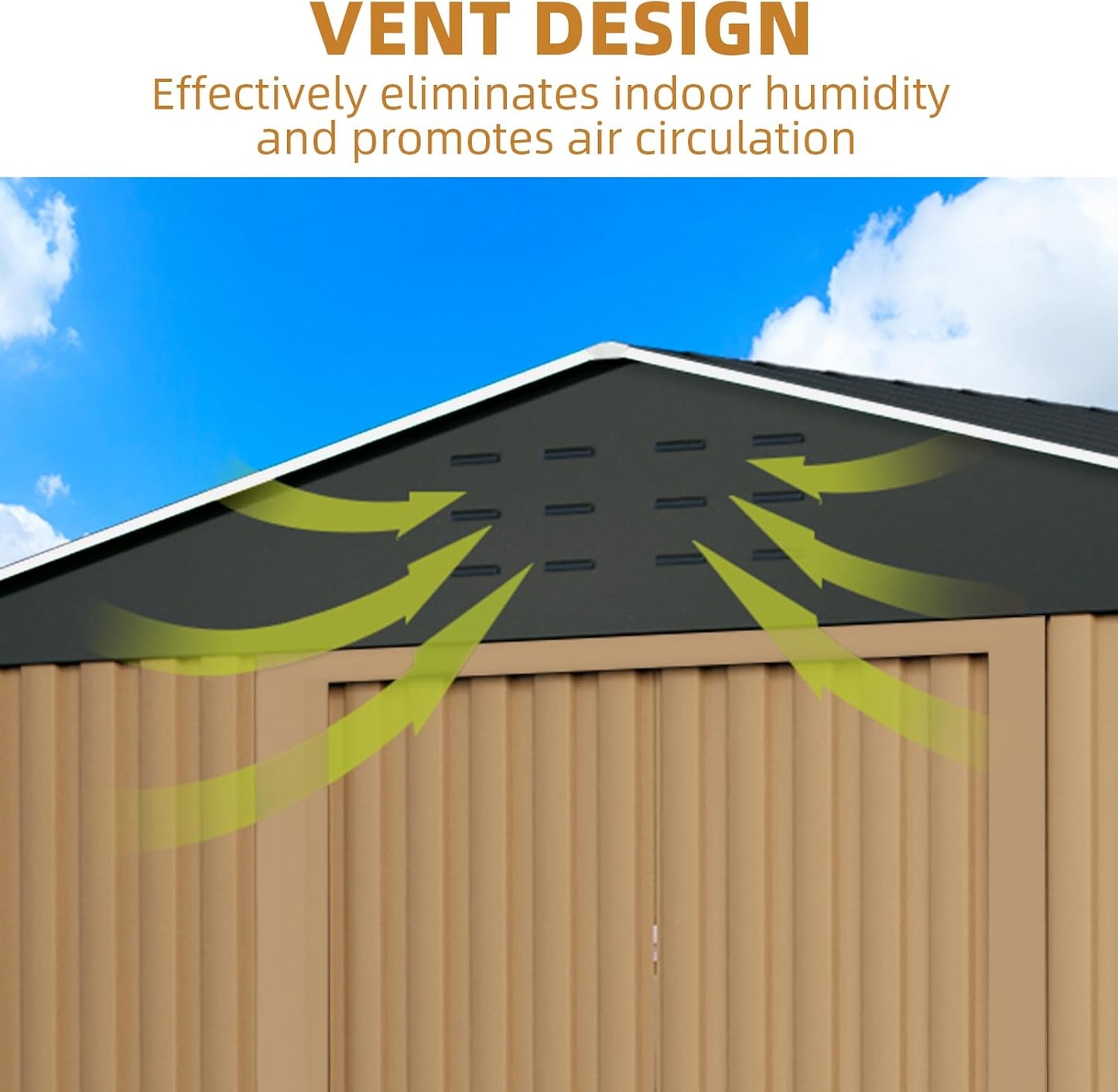 Outdoor Storage Shed,8x8 FT Metal Garden Shed with Lockable Doors & Slooping Roof,Updated Reinforced Door,Tool/Bike Sheds for Backyard, Patio, Poolside,Garage