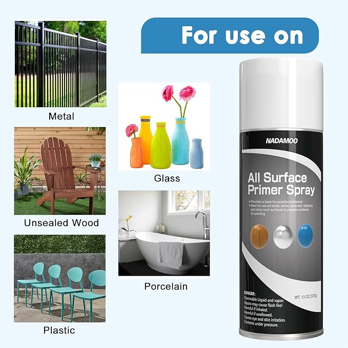 NADAMOO All Surface Primer Spray, White, 2 Cans