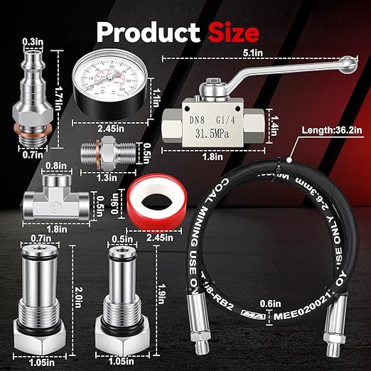 High Pressure Oil System IPR Air Test Tool Kit with Gauge, Compatible with Ford 6.0L-7.3L Powerstroke Diesel Engines