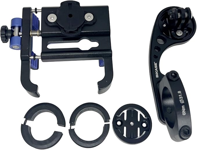 BiKase BiKGrip Bike Phone Holder with Computer Mount Garmin Compatible Bracket, Handlebar Cell Phone Clamp, for Any Phone 4.7" to 6.8" Smartphones Made of 6061 Aluminum - Ebike