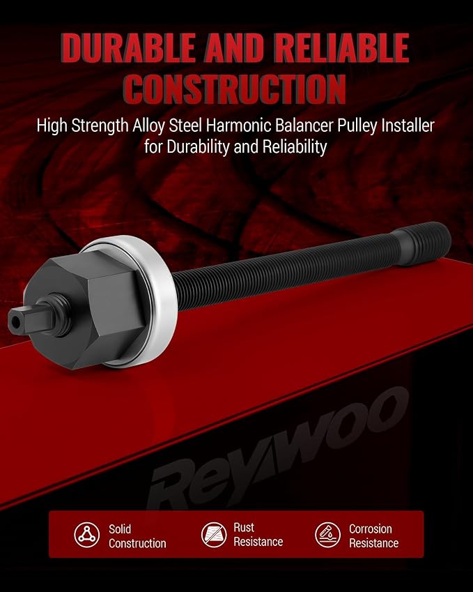 Harmonic Balancer Installer Set, Long Reach Crank Pulley Underdrive Pulley Damper Installation Tool Kit for Balancer Pulleys