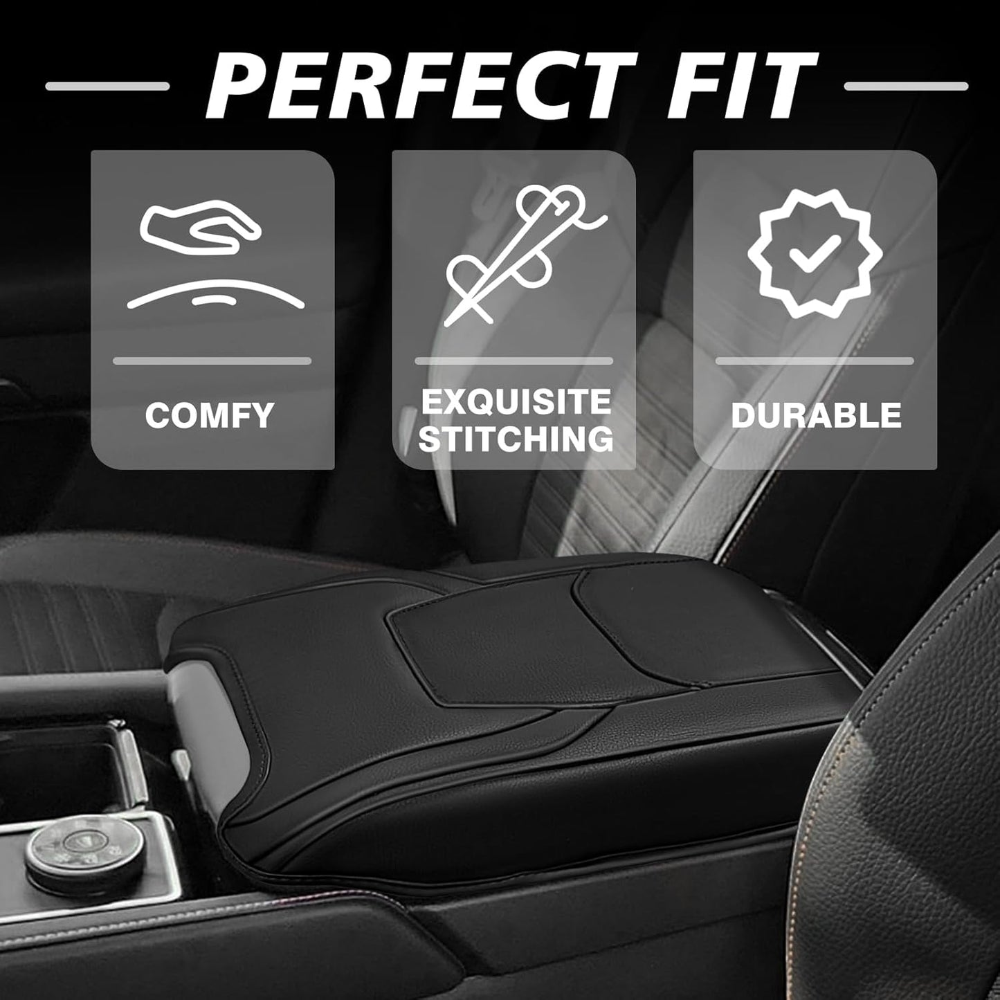 Muslogy Center Console Armrest Cover Compatible with Nissan Pathfinder 2022-2025 Comfort Armrest Pad Arm Rest Cushion Vegan Leather Protector Regular Thick