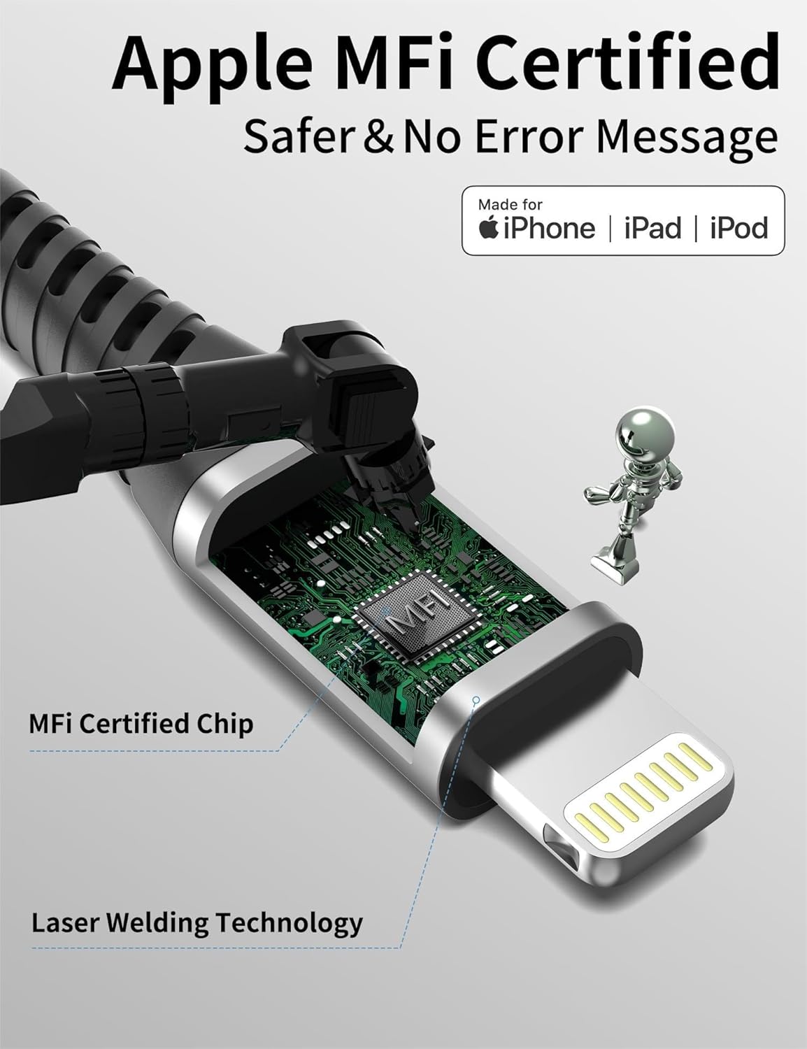 Coiled Lightning Cable for Car, 2Pack Retractable iPhone Charger Cable Fast Charging, [MFi Certified] Short Apple CarPlay USB to Lightning Cord for iPhone 14 13 12 11 Pro Max Mini XR XS 8 SE iPad