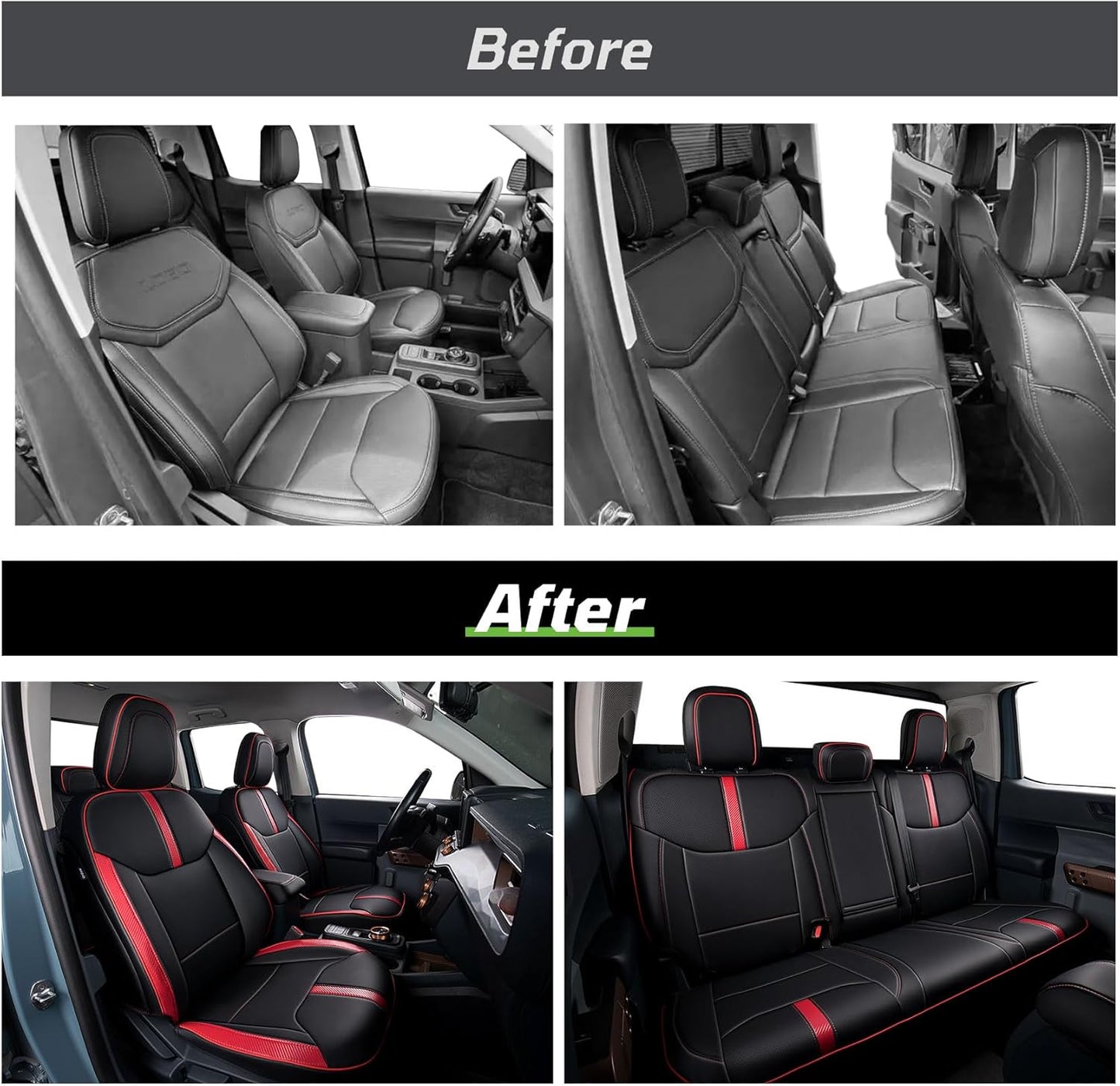 Seat Covers Fit for Ford Maverick 2022-2025 Double Cab XL XLT Lariat,Full Coverage Seat Cover Design ,Safety and Comfort Carbon Fiber Car Seat Covers,Airbag Compatible Seat Covers for Cars(Red)