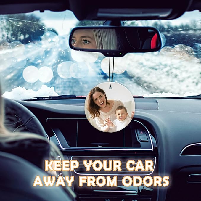 Custom Air Freshener for Car - Double Sided photo Personalized Air Freshener for Car with Multiple Fragrances Decorations for Wardrobe, Bathroom,Hanging Ornaments (Unique Scented Gift) (Round)