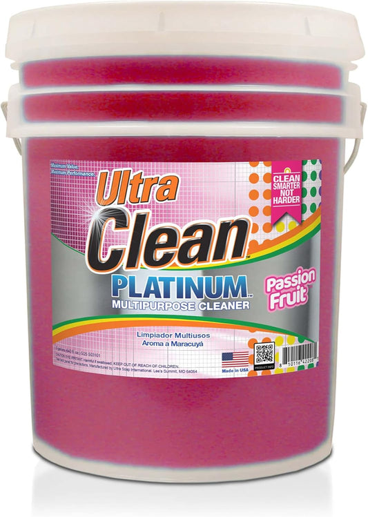 Ultra Clean Platinum Multipurpose Cleaner, Non-Abrasive and Bleach-Free, for Kitchen Counters, Bathroom Floors and Garage Spaces, Passion Fruit, 5 Gal