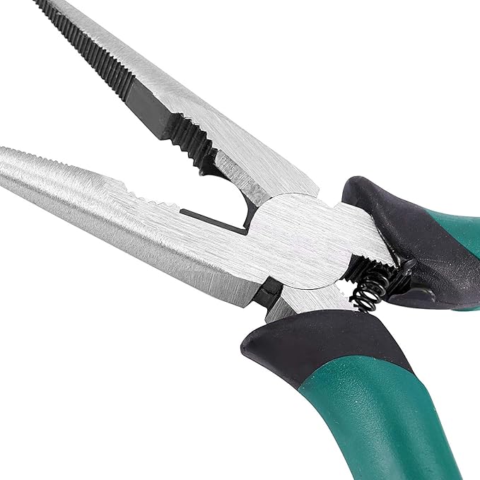 12 PCS 6.5 Inch Spring Needle Nose Pliers, Heavy Duty Steel Nose Side Cutting Pliers Nonslip Rubber Handle Wire Cutter for Crimping Looping Shearing