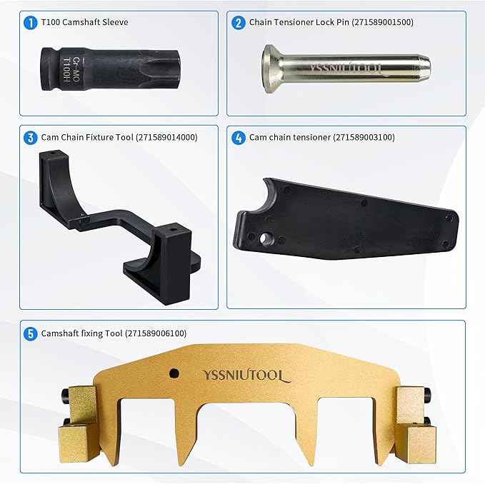Camshaft Alignment Engine Timing Tool Chain Fixture Tool Kit Compatible with Benz M271 C230 271 203，271589014000, 271589001500, 271589006100, 271589003100