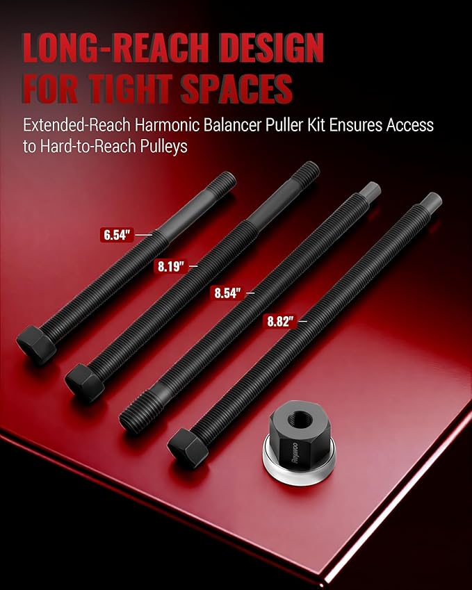 Harmonic Balancer Installer Set, Long Reach Crank Pulley Underdrive Pulley Damper Installation Tool Kit for Balancer Pulleys