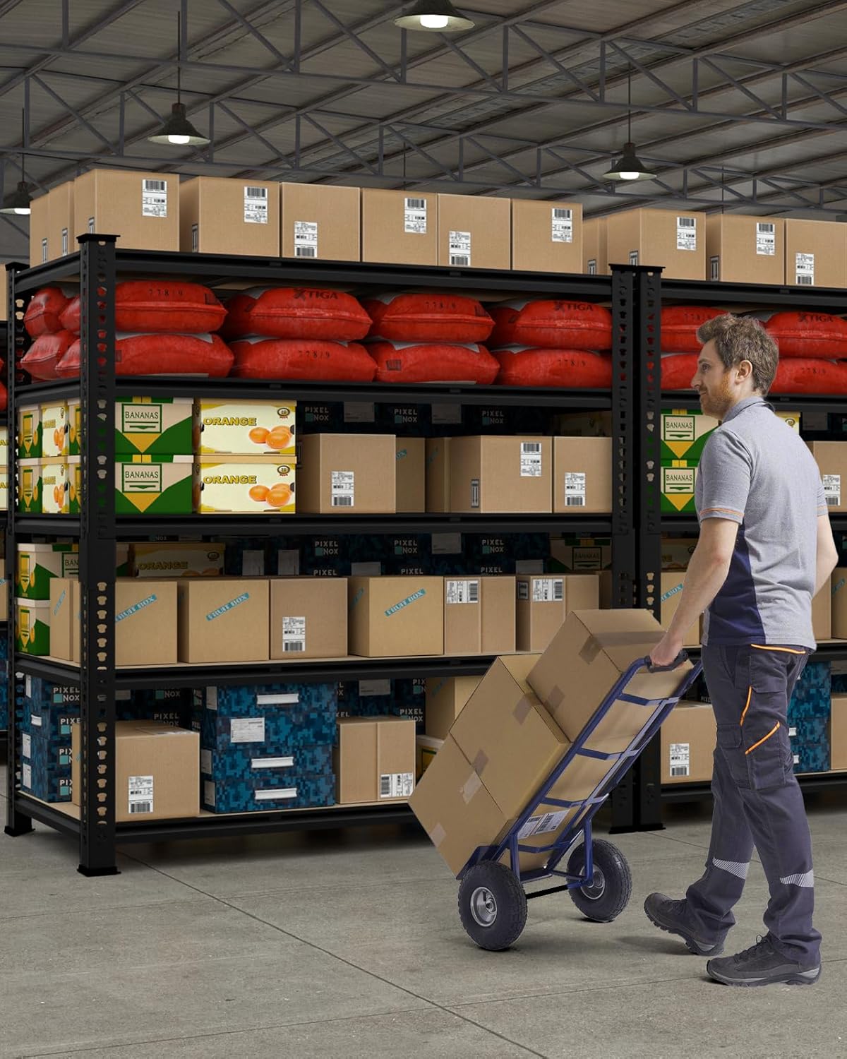 PrimeZone Heavy Duty Garage Storage Shelves - 48" W X 24" D X 72" H Adjustable Metal Shelving Unit, 5 Tier Industrial Shelves for Storage Standing Utility Rack for Warehouse, Basement, Black, 3 Pack